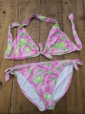 Lilly Pulitzer Pink and Green Printed Bikini Set